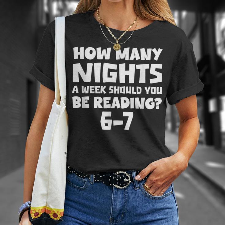 How Many Nights A Week Should You Be Reading 6-7 Book Lover T-Shirt Gifts for Her