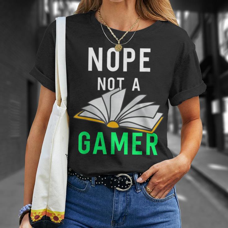 Nope Not a Gamer Bookworm Reader Book Lover For Teens Moms T-Shirt Gifts for Her