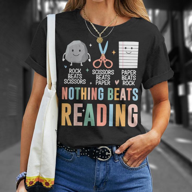 Nothing Beats Reading Rock Paper Scissors Books Lover T-Shirt Gifts for Her