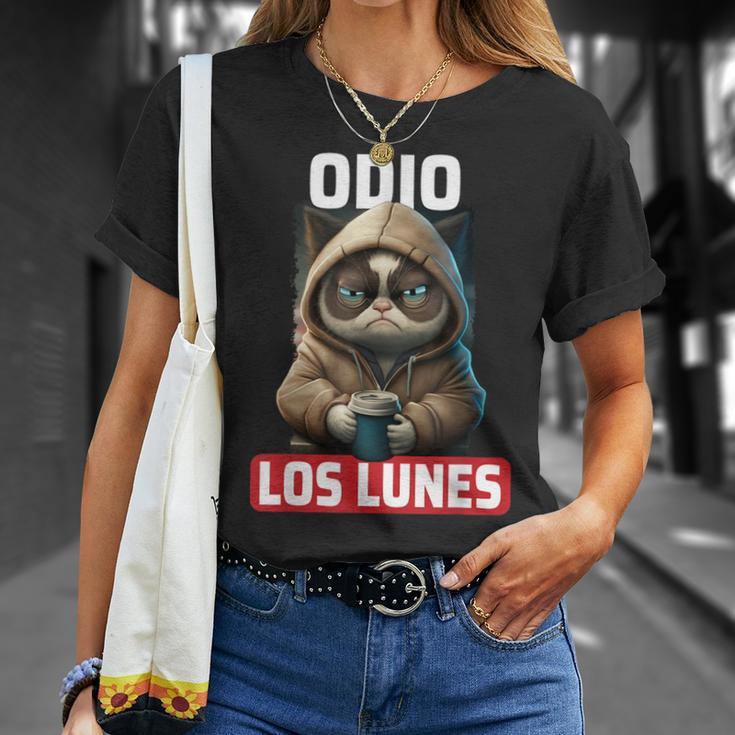 Odio Los Lunes Dicho Divertido Con Gato Y Café Frases Camiseta unisex Regalos para ella