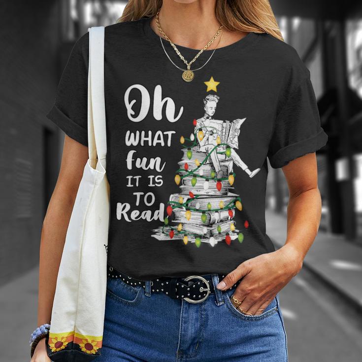 Oh What Fun It Is To Read Librarian Christmas Book Lover T-Shirt Gifts for Her