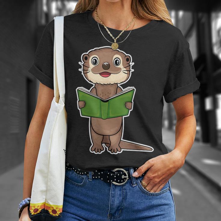 Otter Book Reading Bookaholics Sea Otter Lover T-Shirt Gifts for Her
