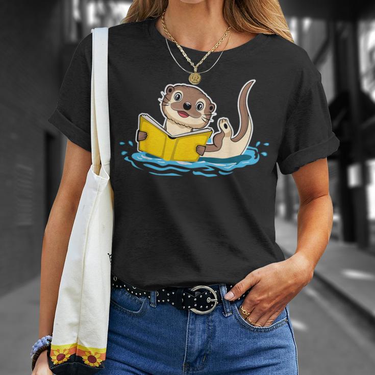 Otter Reading Bookaholics Sea Otter And Book Lover T-Shirt Gifts for Her