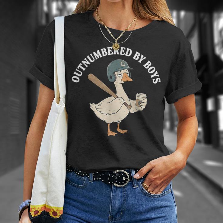 Outnumbered By Boys Baseball Mom Goose T-Shirt Gifts for Her