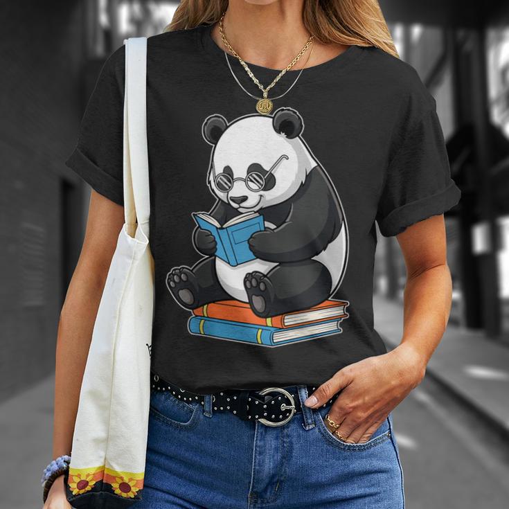 Panda With Glasses Reading Book Librarian Panda T-Shirt Gifts for Her