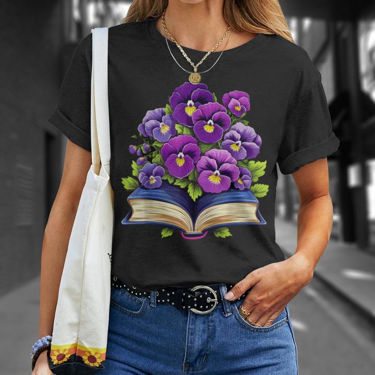 Pansies Flowers Book Pansy Floral T-Shirt Gifts for Her Pansies Flowers Book Pansy Floral T-Shirt Gifts for Her
