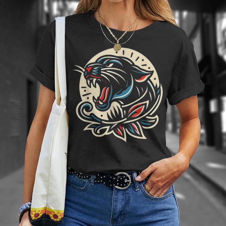 Panther トラディショナル タトゥー アーティスト インク入り タトゥー入り Tシャツ 彼女への贈り物