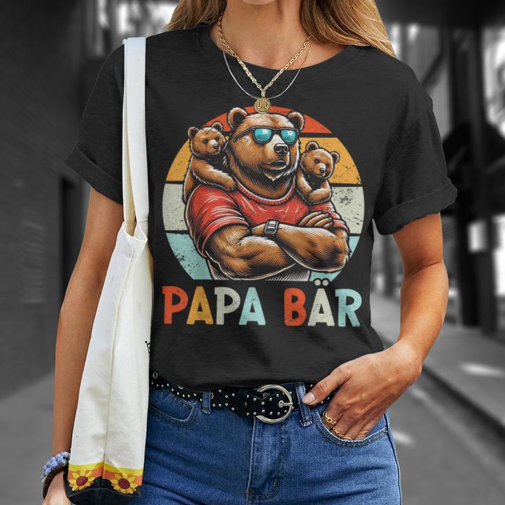 Papa Bär Papa Bearatertagohn Tochter 2 Kinder Retro T-Shirt Geschenke für Sie