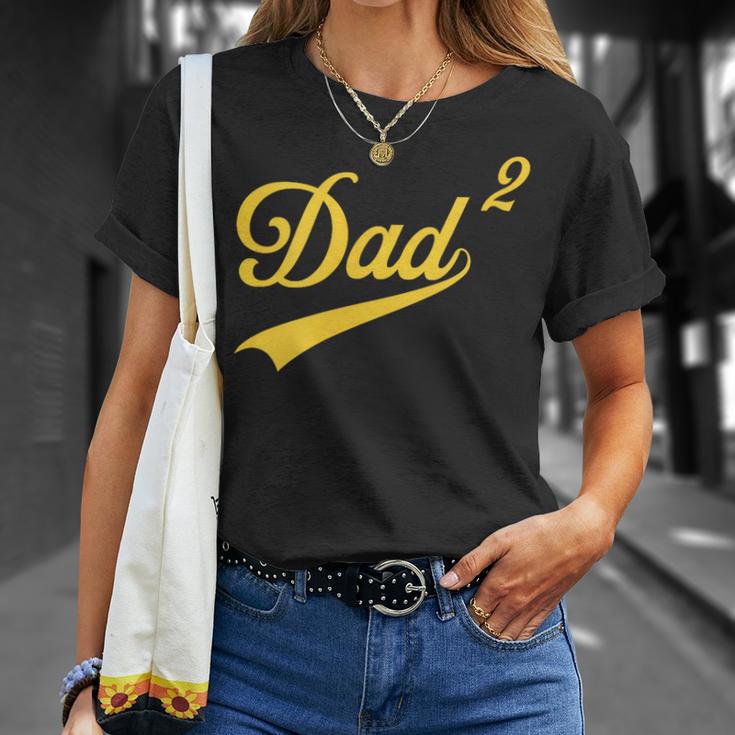 Papà Di Due Divertenteecondaolta Papà Quadrato Retrò 2 Bambini Papà Maglietta Regalos para ella