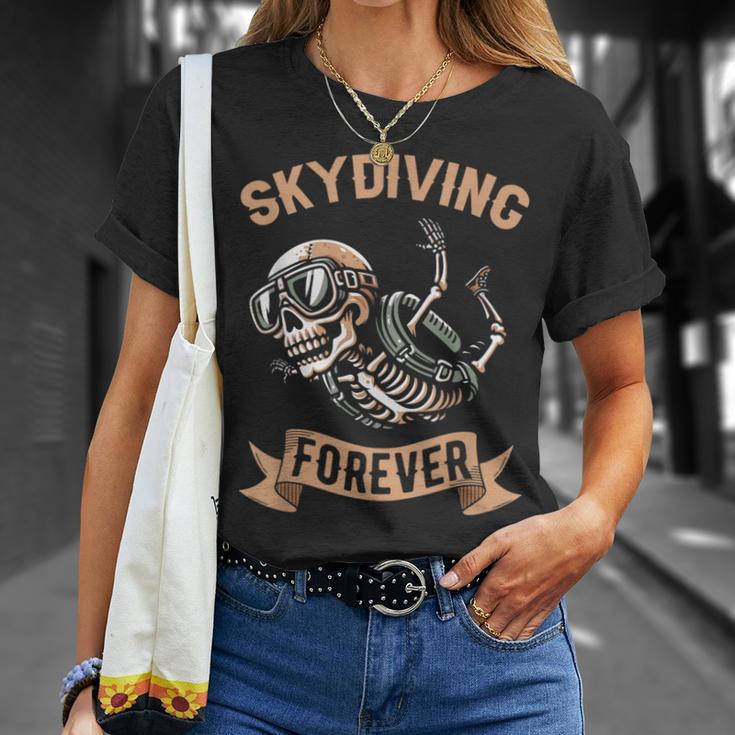 Paracaidista Esqueleto Paracaídas Parapente Paracaidismo Camiseta unisex Regalos para ella