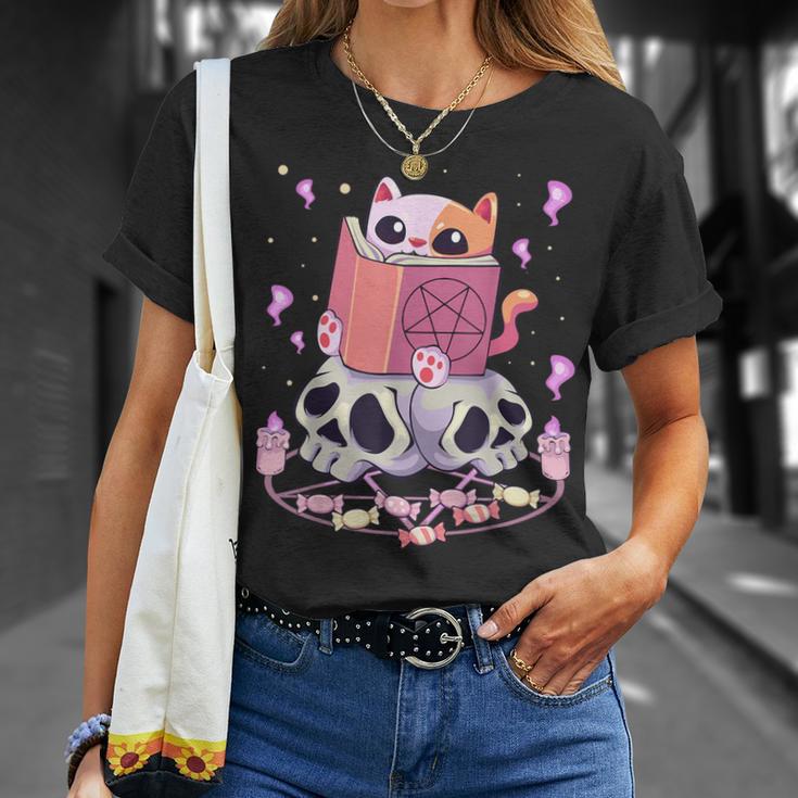 Pastel Goth Kawaii Occult Cute Cat Reading Pentacle Book For Men Women T-Shirt Gifts for Her Pastel Goth Kawaii Occult Cute Cat Reading Pentacle Book For Men Women T-Shirt Gifts for Her