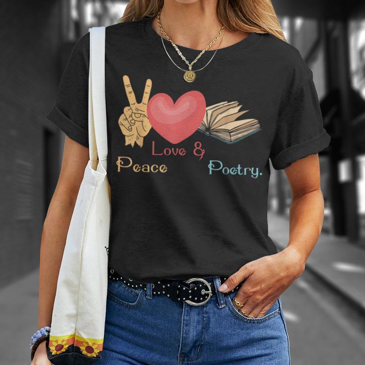 Peace Love & Poetry Poet Books Literature Writing T-Shirt Gifts for Her Peace Love & Poetry Poet Books Literature Writing T-Shirt Gifts for Her