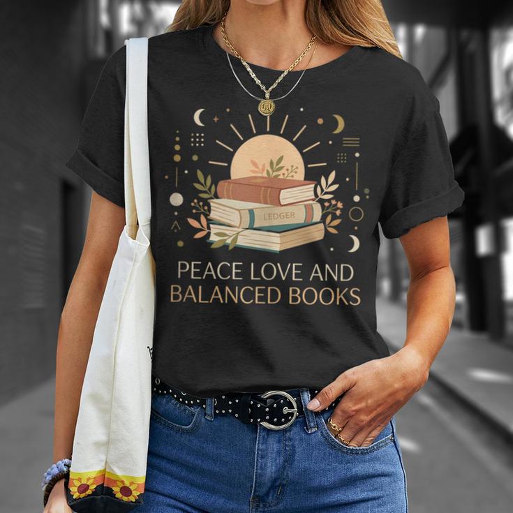 Peace Love And Balanced Books Tax Auditor Accountant T-Shirt Gifts for Her