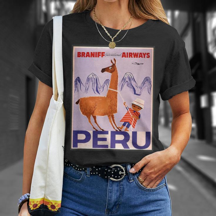 Peru レトロ ヴィンテージ 航空会社 トラベルポスター Tシャツ 彼女への贈り物