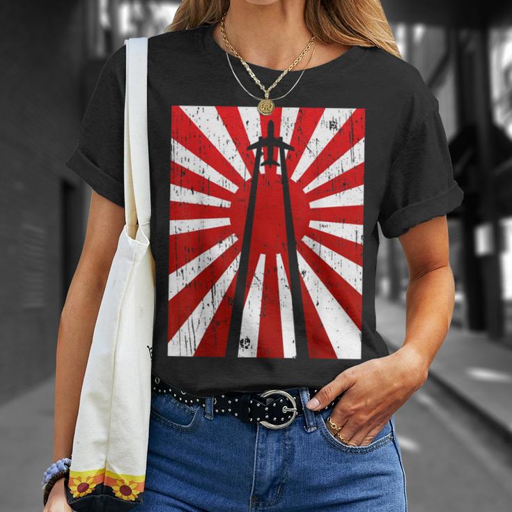 Pilot Plane Airport Air Traffic Controller Risingun Flag Tシャツ 彼女への贈り物