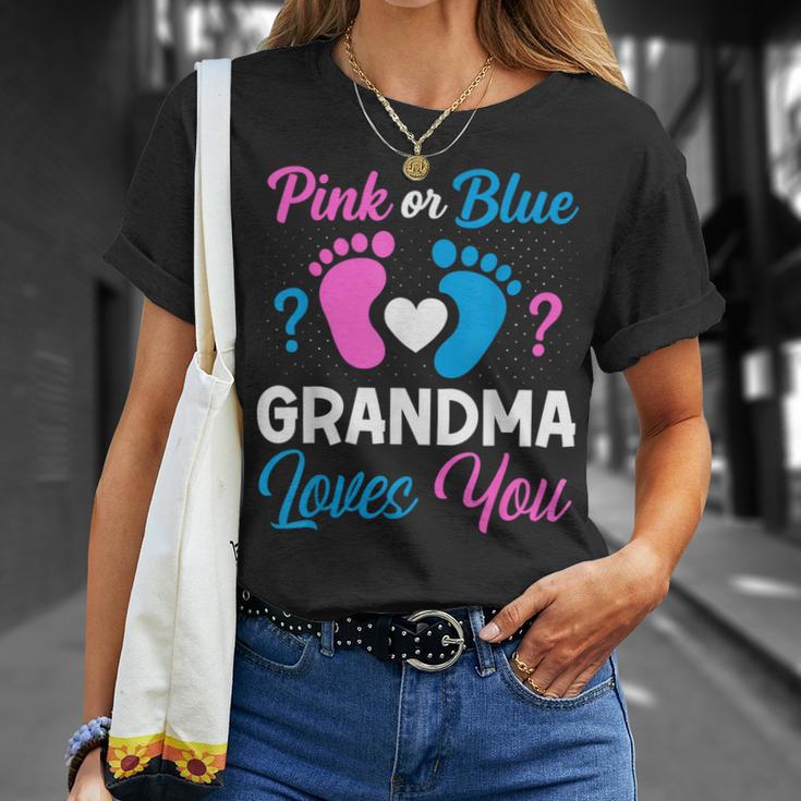 Pink Or Blue Grandma Loves You Team Boy Girl Gender Reveal T-Shirt Gifts for Her