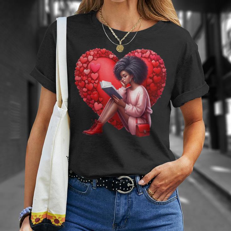 Pretty Girl With Book And Hearts For Valentine's Day T-Shirt Gifts for Her