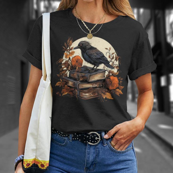 Raven Reading Book Occult Crow T-Shirt Gifts for Her Raven Reading Book Occult Crow T-Shirt Gifts for Her