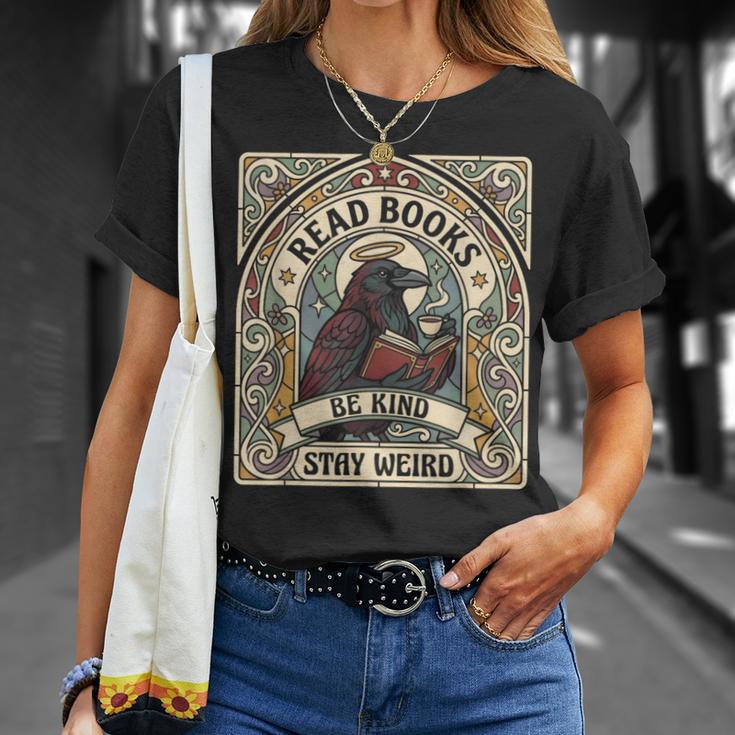 Read Books Be Kind Stay Weird Raven Tarot Reading Coffee T-Shirt Gifts for Her