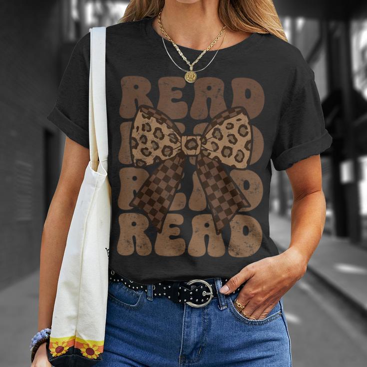 Read Coquette Bow Retro Western Groovy Leopard Reading T-Shirt Gifts for Her Read Coquette Bow Retro Western Groovy Leopard Reading T-Shirt Gifts for Her