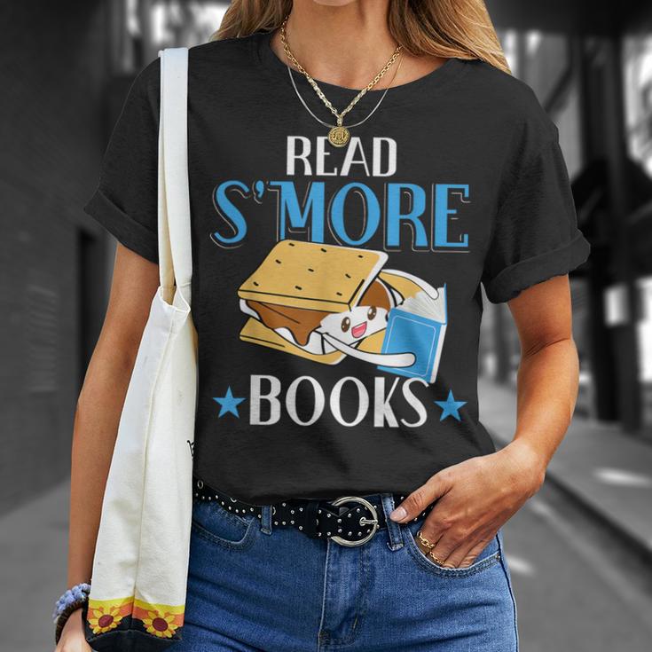 Read Smore Books Men Campfire Camping Camper T-Shirt Gifts for Her
