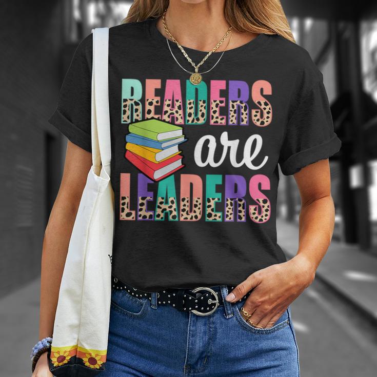 Readers Are Leaders Boho Leopard Book Lover Back To School T-Shirt Gifts for Her