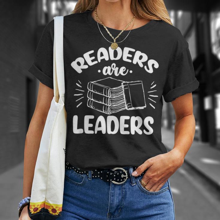 Readers Are Leaders Books Reading Librarian Teacher Bookworm Men Women Kids T-Shirt Gifts for Her