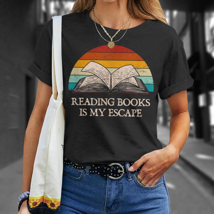 Reading Books Is My Escape Book Lover Humor Bookworm T-Shirt Gifts for Her