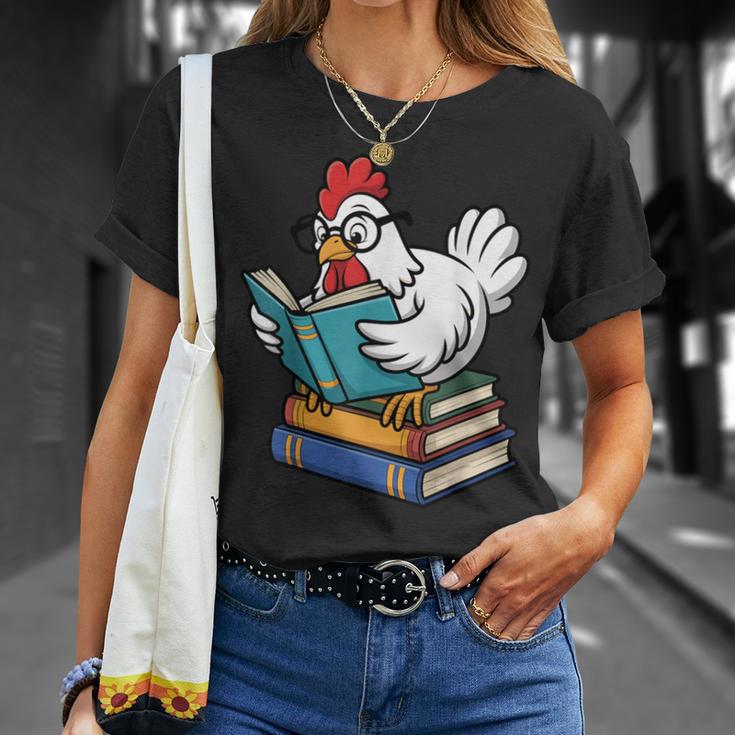 Reading Chicken Bookworm Cute Chicken With Glasses Books T-Shirt Gifts for Her