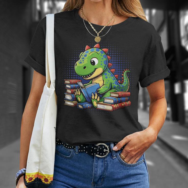 Reading Dinosaur Book Lover Cute Dino Reading T-Shirt Gifts for Her Reading Dinosaur Book Lover Cute Dino Reading T-Shirt Gifts for Her