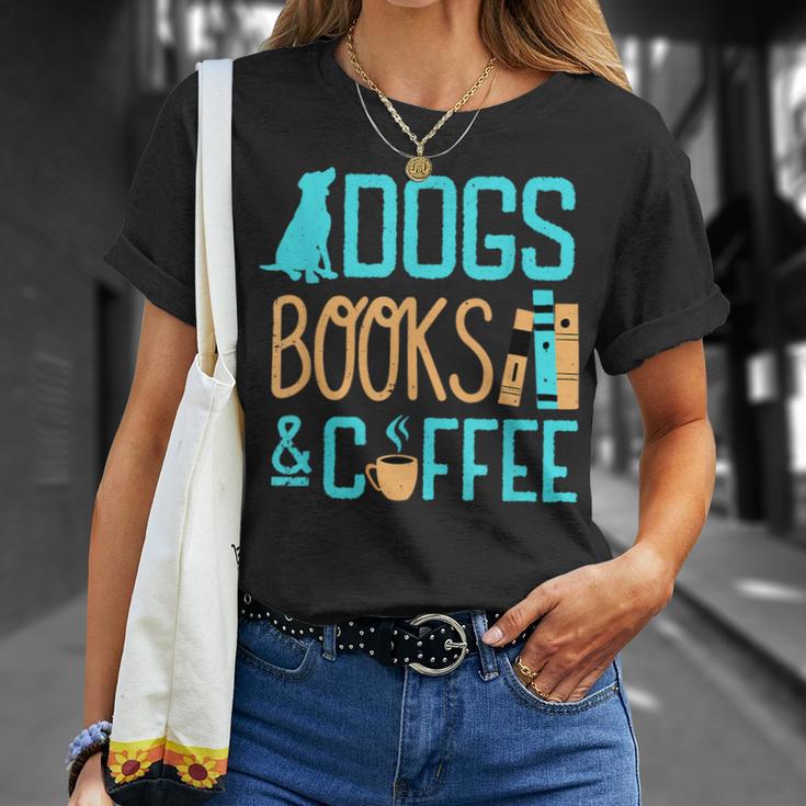 Reading Dogs And Coffee Book Nerd Dog Lover Coffeeholic T-Shirt Gifts for Her