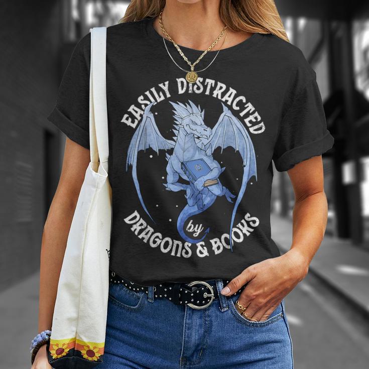 Reading Dragon Easily Distracted By Books Lover Bookworm T-Shirt Gifts for Her Reading Dragon Easily Distracted By Books Lover Bookworm T-Shirt Gifts for Her