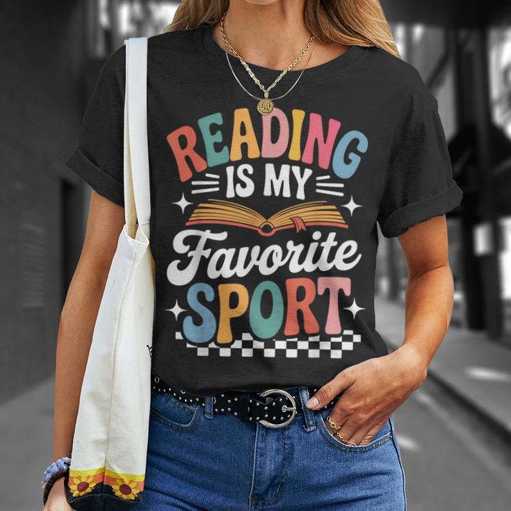 Reading Is My Favorite Sport Book Lover Quote Groovy T-Shirt Gifts for Her