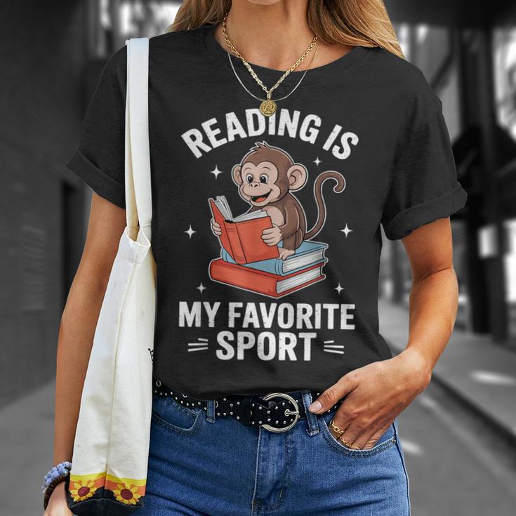 Reading Is My Favorite Sport Cute Monkey Reading Books T-Shirt Gifts for Her Reading Is My Favorite Sport Cute Monkey Reading Books T-Shirt Gifts for Her