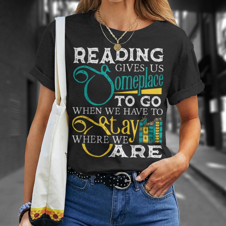 Reading Gives Us Someplace To Go Book Lover Teacher Bookworm Men Women Kids T-Shirt Gifts for Her Reading Gives Us Someplace To Go Book Lover Teacher Bookworm Men Women Kids T-Shirt Gifts for Her