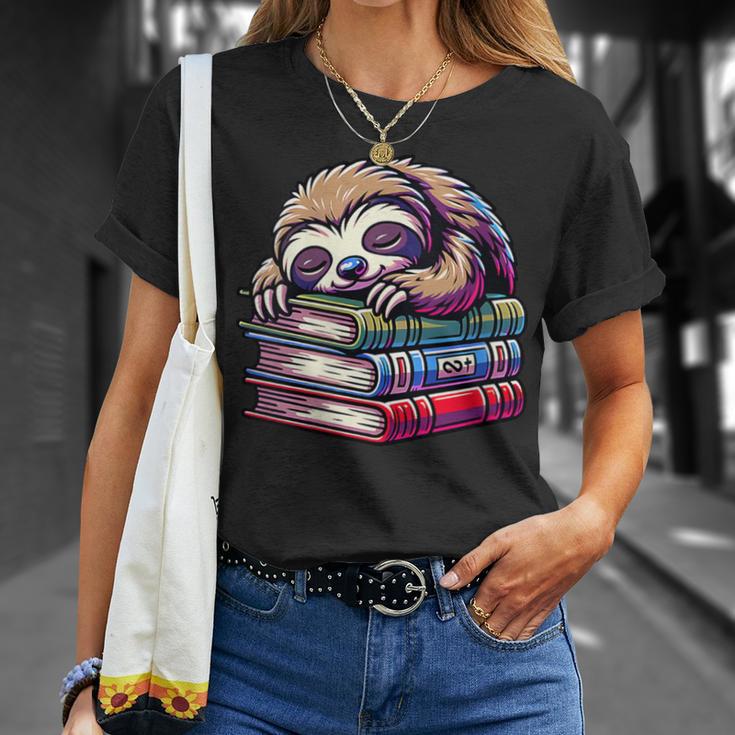 Reading Muffler Sloth On Stack Of Books T-Shirt Gifts for Her Reading Muffler Sloth On Stack Of Books T-Shirt Gifts for Her