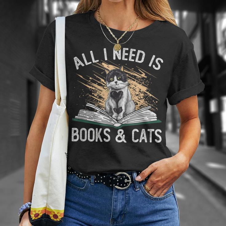 Reading All I Need Is Books & Cats T-Shirt Gifts for Her
