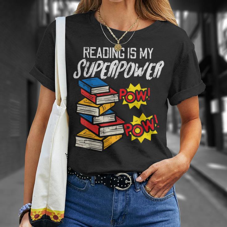 Reading Is My Superpower Book Lover Bookworm Librarian T-Shirt Gifts for Her