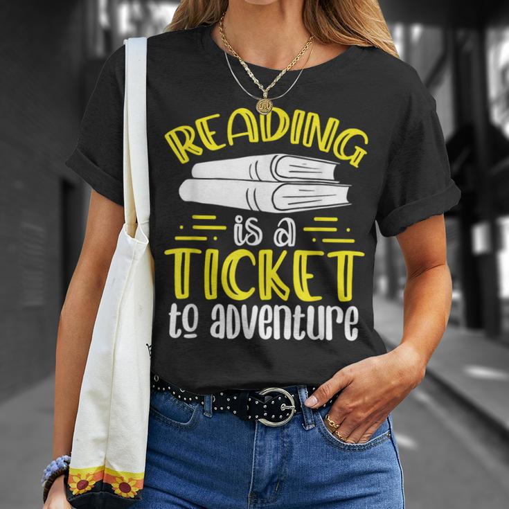 Reading Is A Ticket To Adventure Bookworm Book Reading T-Shirt Gifts for Her Reading Is A Ticket To Adventure Bookworm Book Reading T-Shirt Gifts for Her