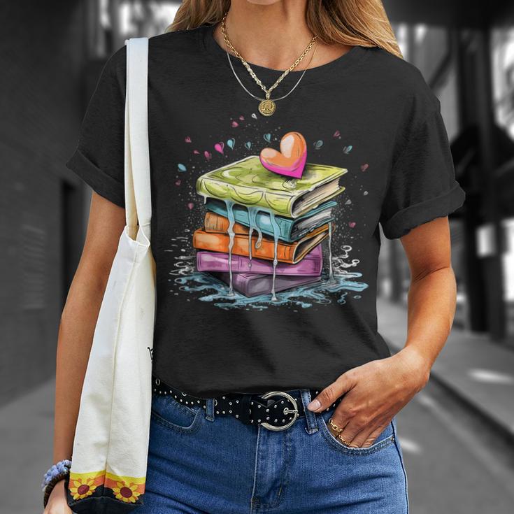 Reading Watercolor Books Love Books Girls T-Shirt Gifts for Her