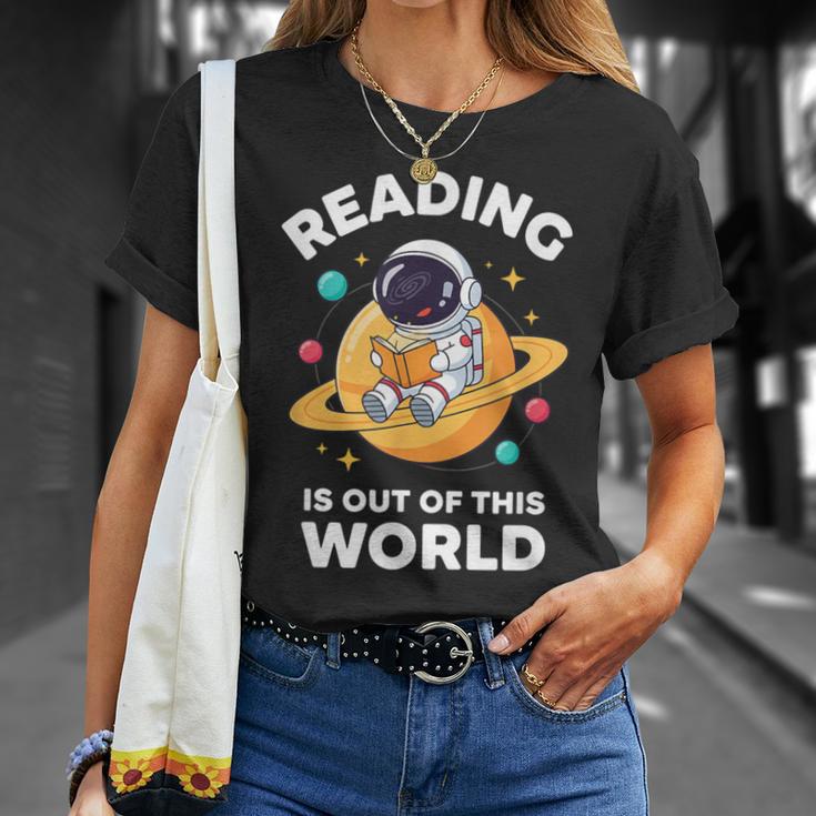 Reading Is Out Of This World Astronaut Book Lover T-Shirt Gifts for Her