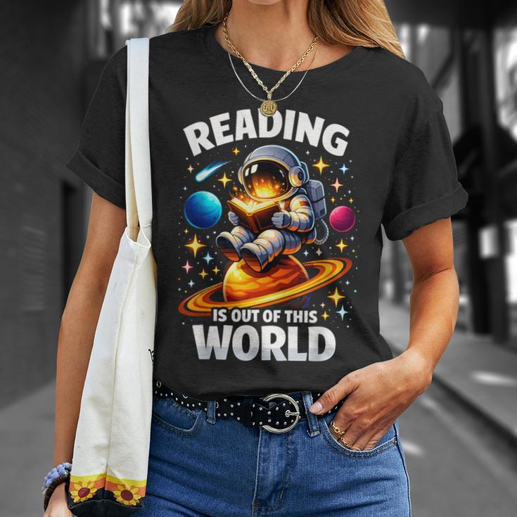 Reading Is Out Of This World Astronaut Book Lover Teacher T-Shirt Gifts for Her