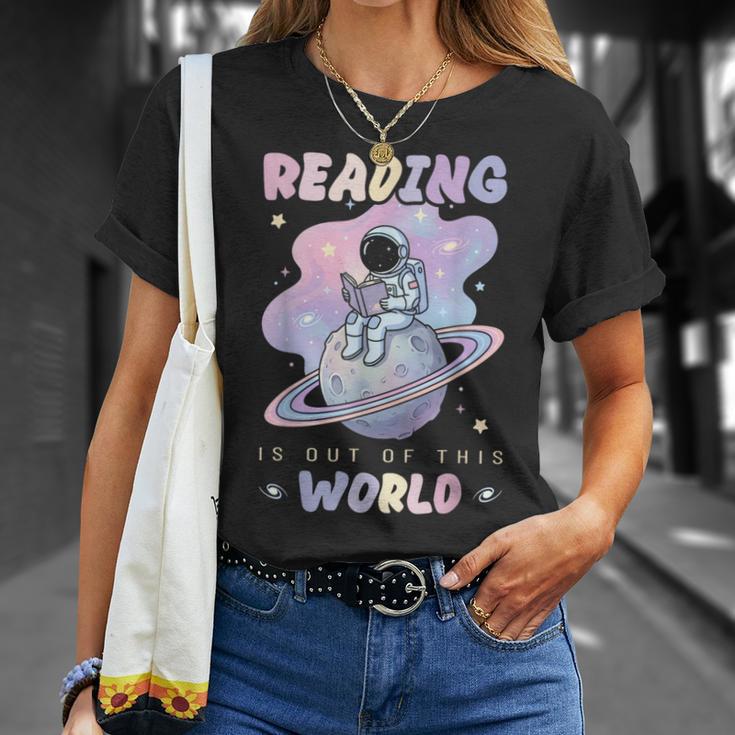 Reading Is Out Of This World Astronaut Space Book Lover T-Shirt Gifts for Her