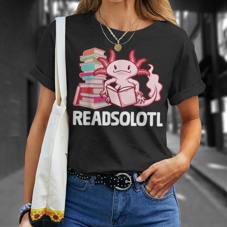 Readsolotl Axolotl Reading Fish Books Lizard T-Shirt Gifts for Her