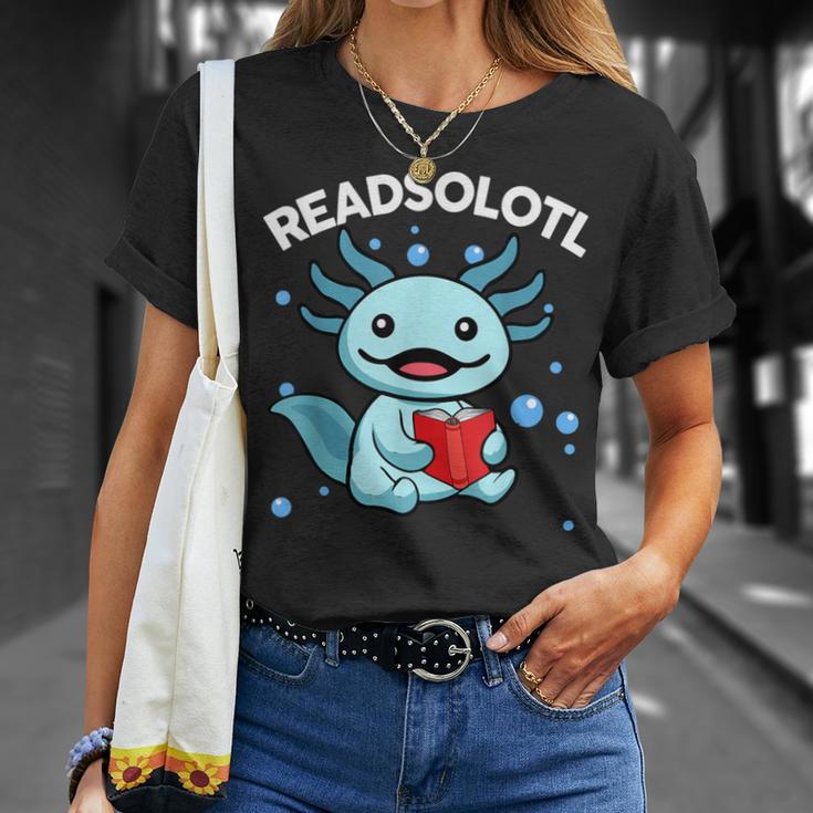 Readsolotl Cute Axolotl Read Book Ambystoma Mexicanum Kids T-Shirt Gifts for Her