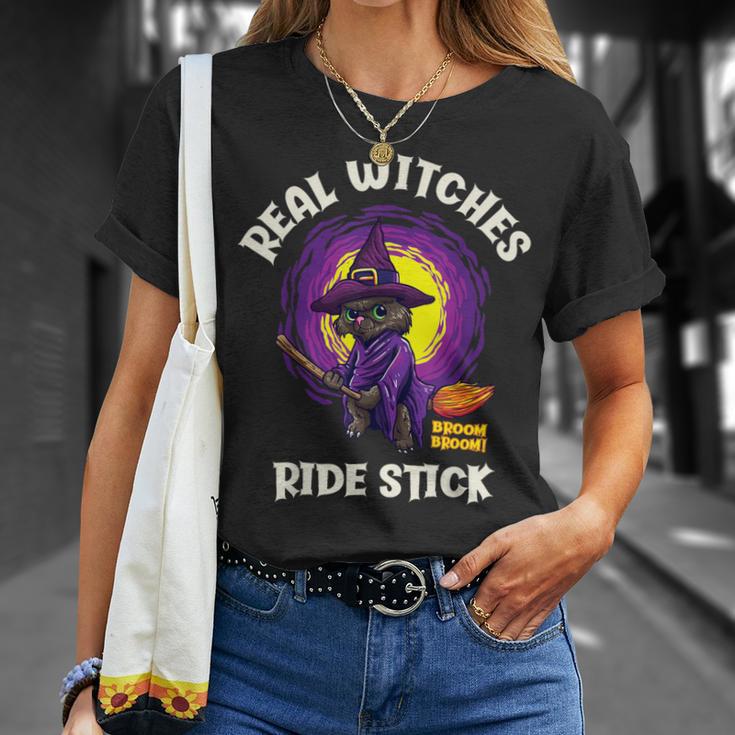 Real Witches Ridetick 面白い 黒猫 ハロウィン Tシャツ 彼女への贈り物