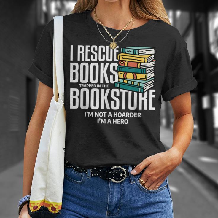 I Rescue Books Trapped Bookstore Book Reader Bookworm T-Shirt Gifts for Her