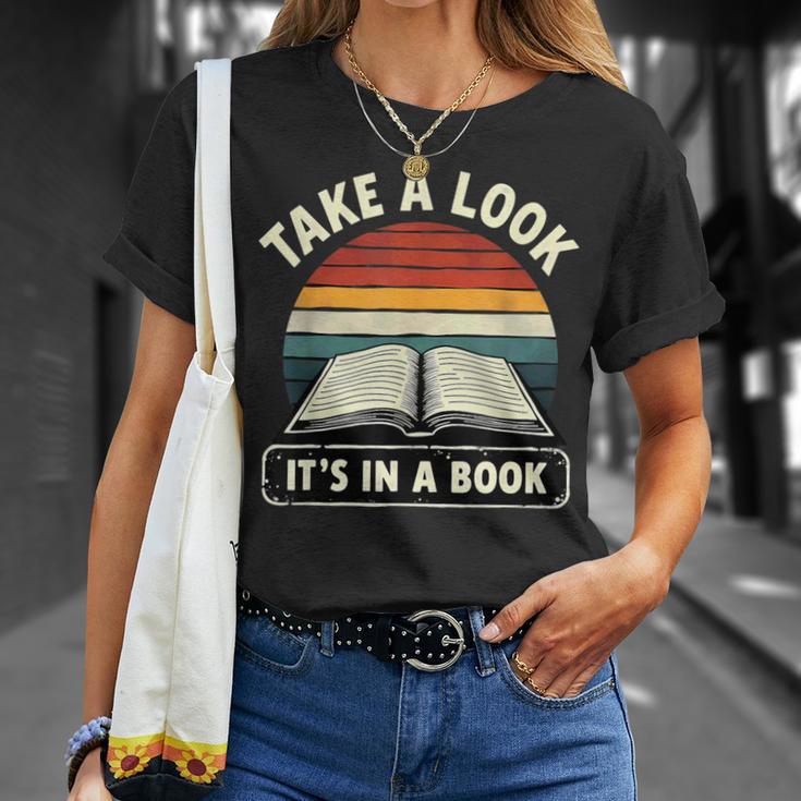 Retro Take A Look It's In A Book Reading T-Shirt Gifts for Her
