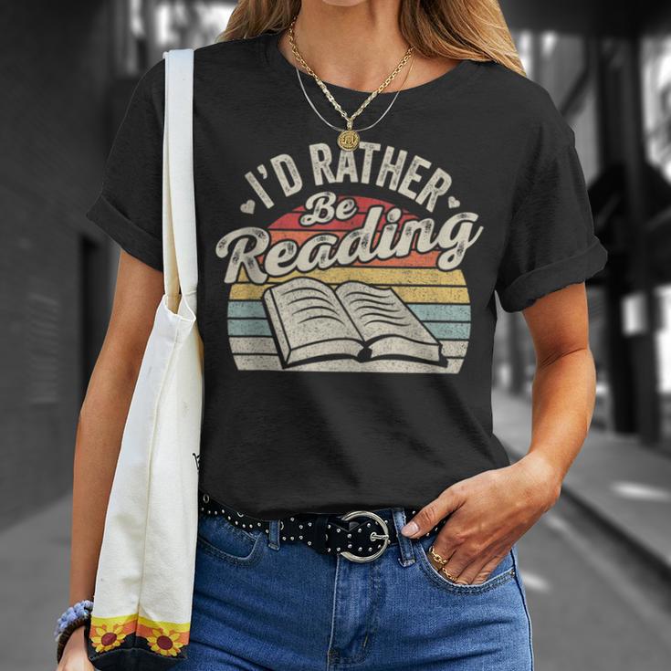 Retro Vintage I'd Rather Be Reading Book Lover Reader T-Shirt Gifts for Her