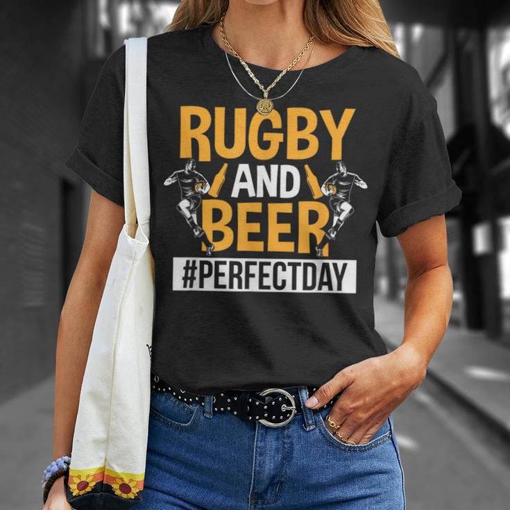 Rugby And Beer Festa Perfetta Per Rugby Rugby Papà Maglietta Regalos para ella